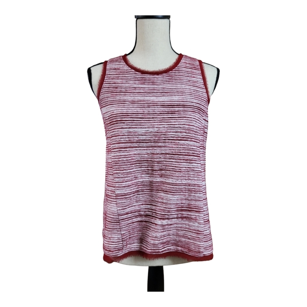 💕Vanessa Virginia‎ Anthropologie Indira Red White Textured Knit Tank Top Small